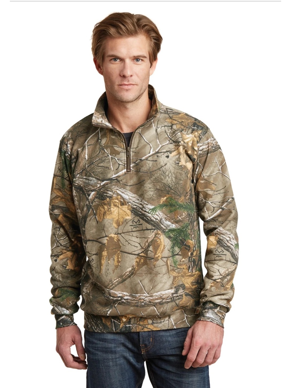 NEW Small Russell Outdoors Realtree Men's Camo 1/4 Zip Sweatshirt RA78W